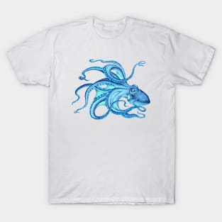 Blue octopus Dance Ink drawing T-Shirt